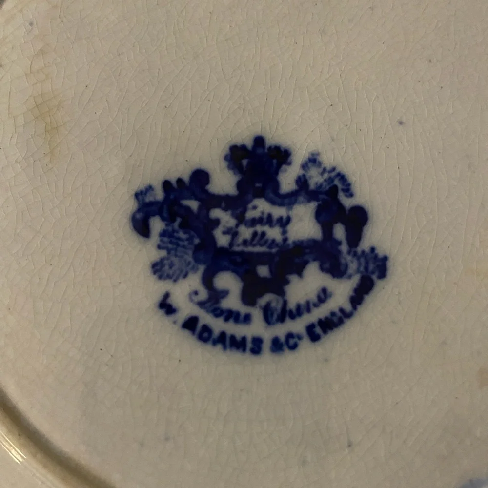 Antique W. Adams Flow Blue Fairy Villas 10